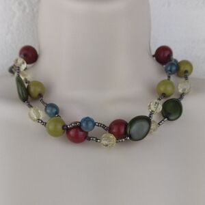 Vibrant Multi-Color VTG Tone Sectacular Glass Bead Versatile Necklace Choker